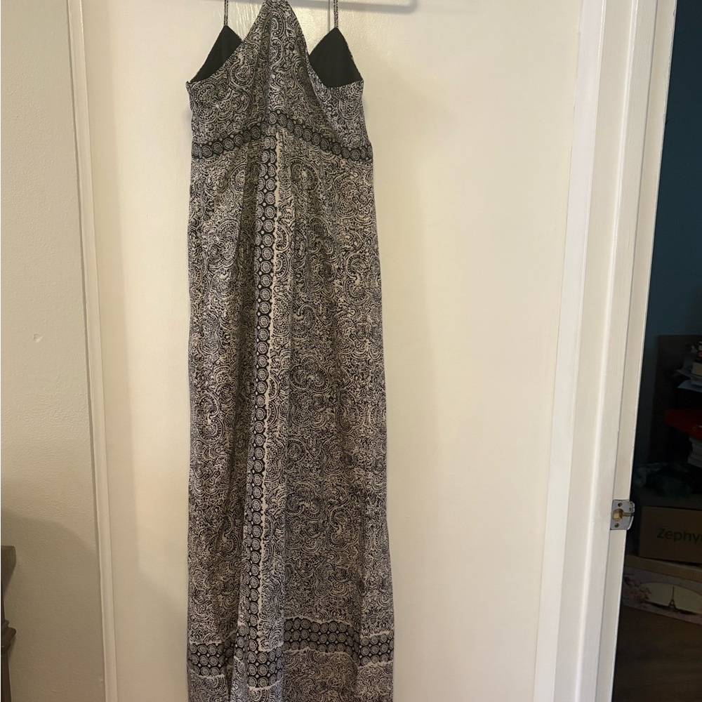 LOFT Black and White Patterned Maxi Dress